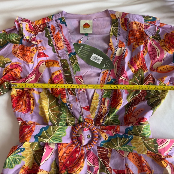 FARM Rio Women’s Lilac Beaks & Bananas V Neck Romper Size XL Tropical Boho - Picture 4 of 11